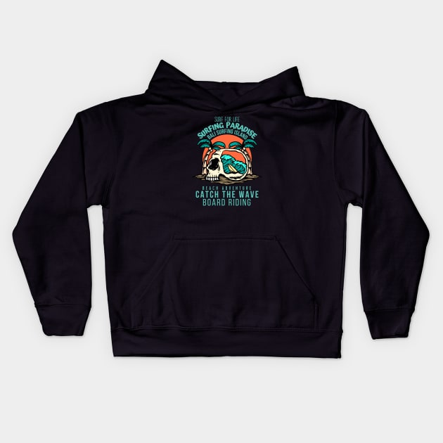 Surf for life, Bali surfing Paradise Kids Hoodie by BaliChili